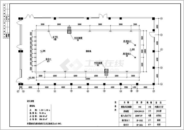 最新的别墅温泉游泳池建筑cad施工图（比较详细）-图一