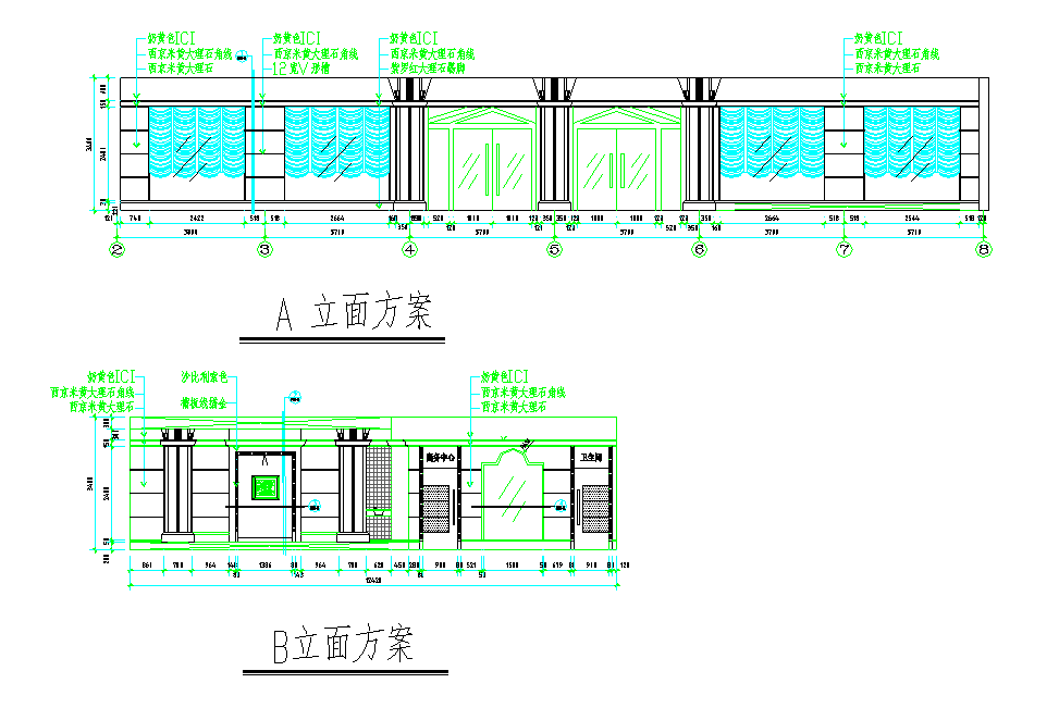 某酒店装修设计cad大样图（立面方案）