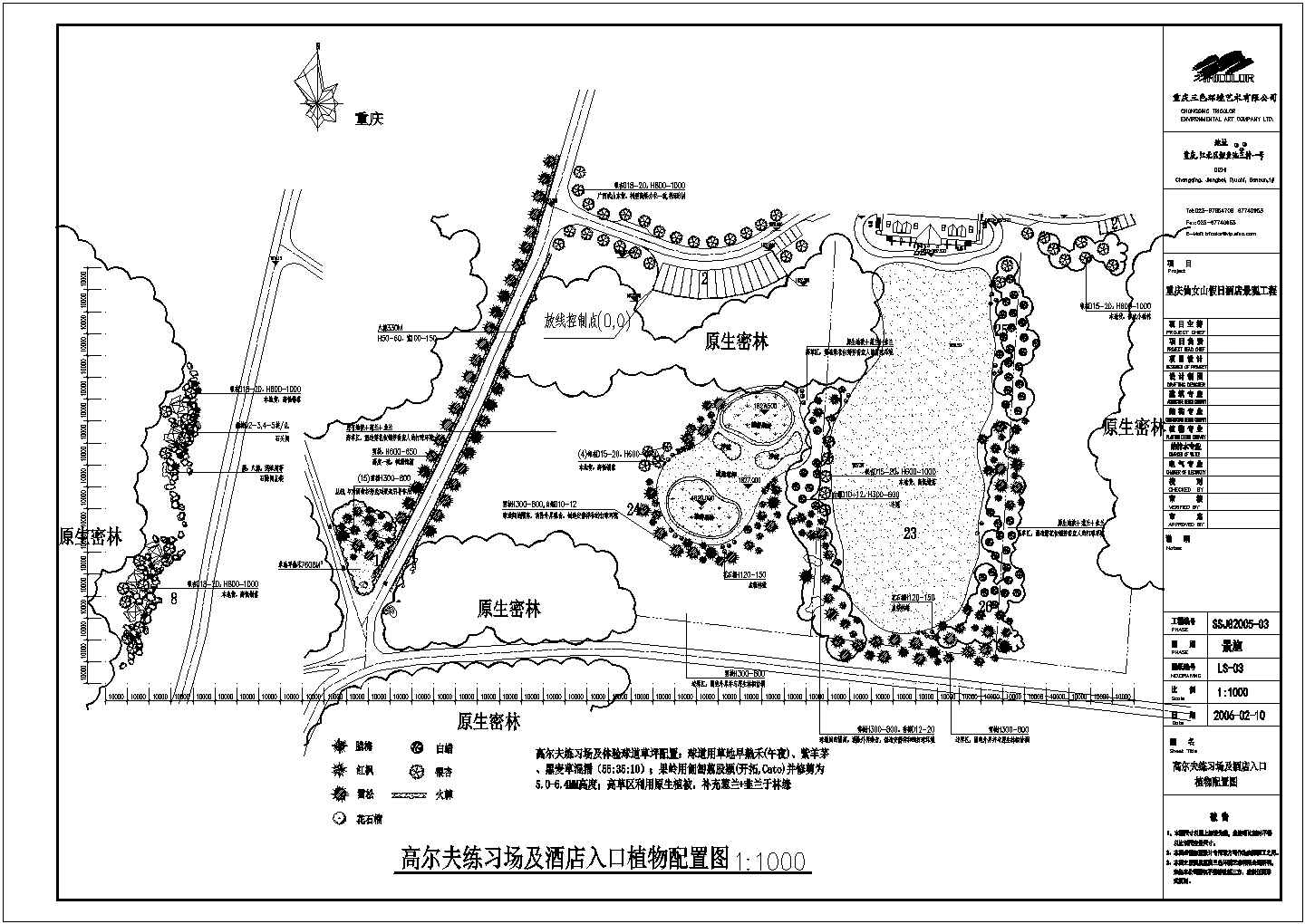重庆某假日酒店花园式景观布置设计cad平面方案图(带高尔夫球场)