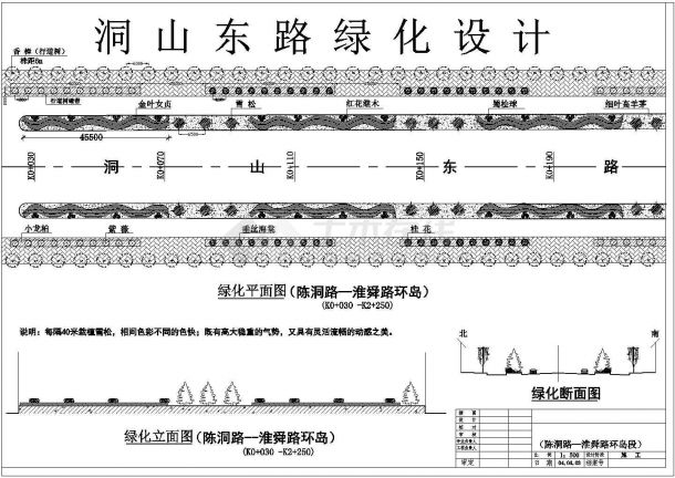 某景观环湖路景观绿化设计多套布置施工CAD方案图纸(图案大样)-图二