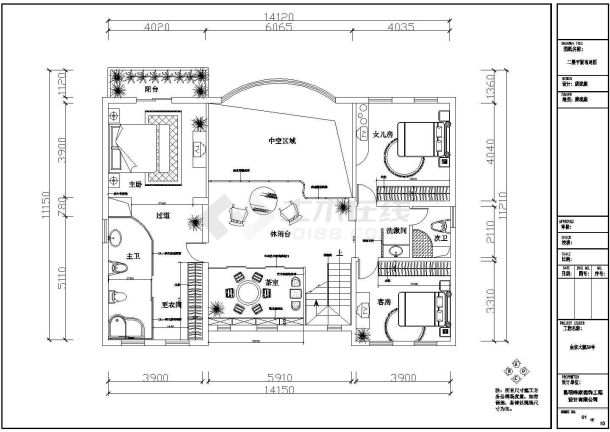 昆明超豪华三层别墅现代风格室内装饰设计cad布置方案图纸-图二