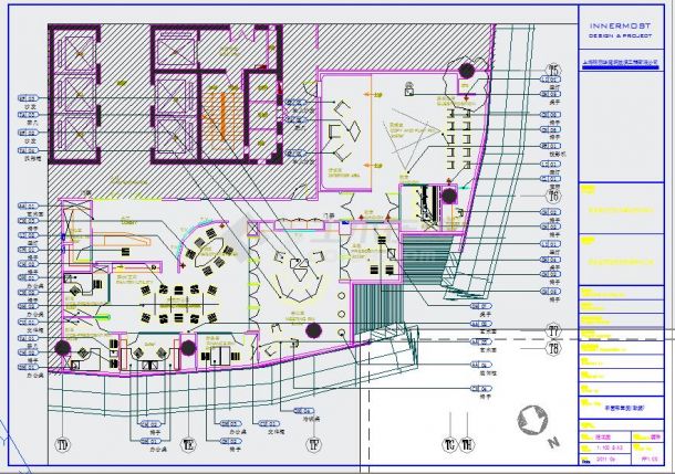 比较受欢迎的一套办公楼装修设计CAD施工图（全套、标注详细）-图一