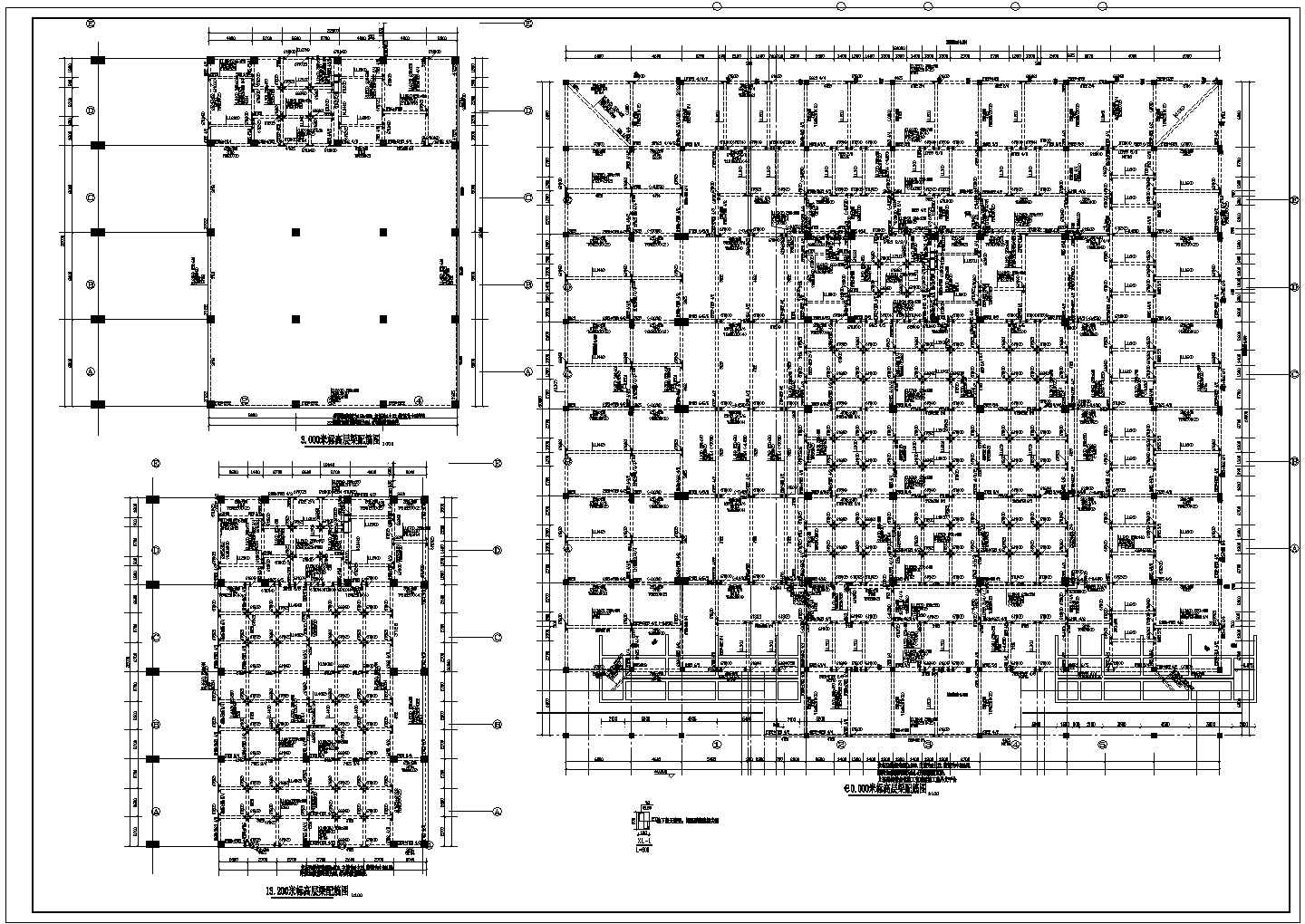 五层综合办公楼混凝土框架结构施工设计cad布置方案图纸(带残疾人坡道模板图)