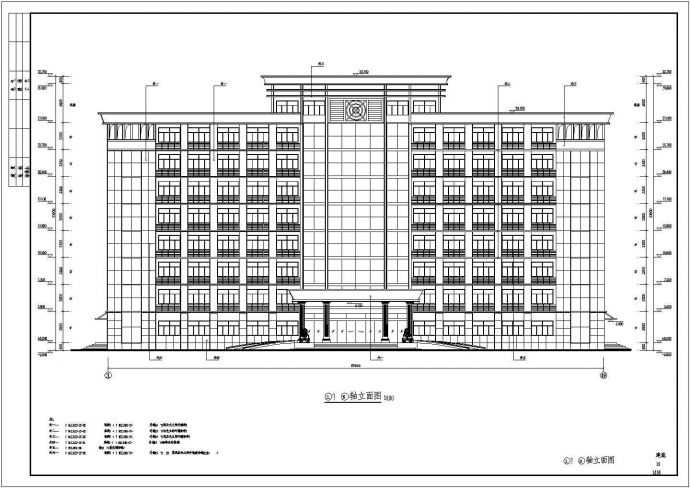 某七层框架办公楼建筑结构cad设计施工图纸（含水电暖）_图1