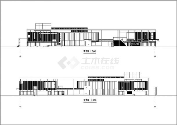 某地3层框架结构剧院建筑设计施工图方案图-图一