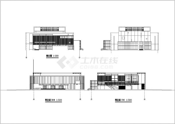 某地3层框架结构剧院建筑设计施工图方案图-图二