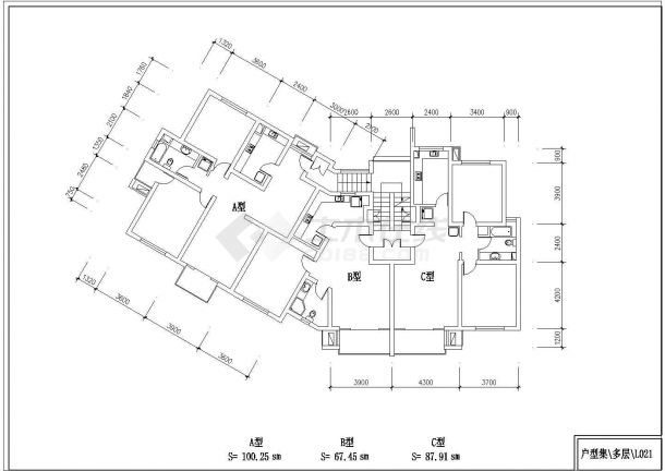 358套多层住宅户型平面CAD图纸-图一