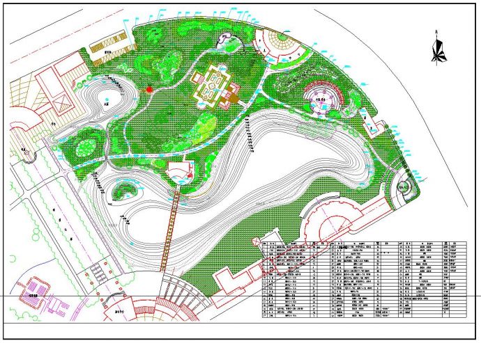 城市生活区中心景观公园带湖泊景观规划cad绿化设计施工图_图1
