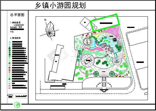 美观大气的乡镇小游园景观规划设计CAD图纸-图一