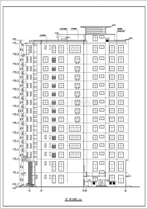 【15层】高层宾馆建筑设计cad平立剖图纸-建筑施工图-图二