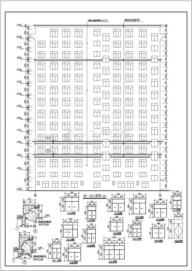 【13层】高层写字楼建筑设计cad图纸-建筑施工图-图二