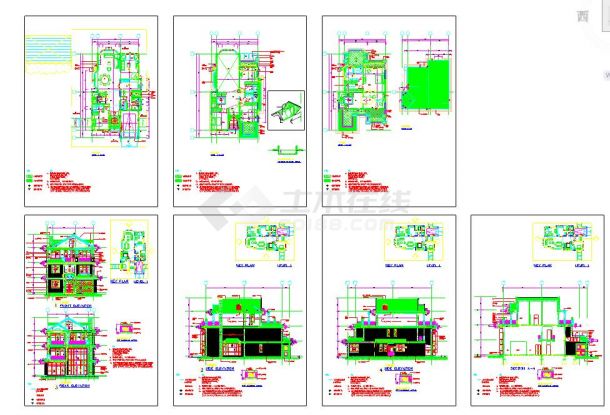 3层农村自建房豪华别墅建筑设计cad施工图（含效果图）-图一