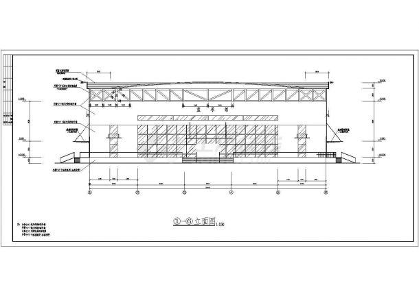 某建筑面积2980平米两层体育馆建筑设计cad图纸（含详细设计说明）-图一