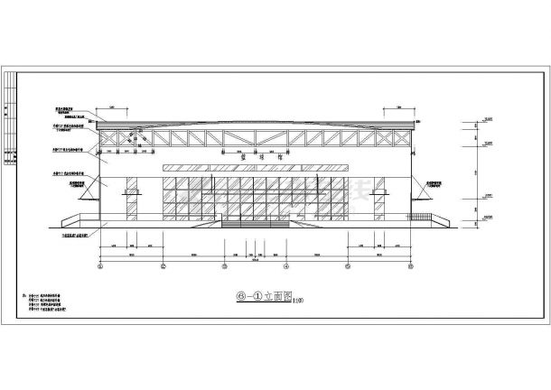 某建筑面积2980平米两层体育馆建筑设计cad图纸（含详细设计说明）-图二