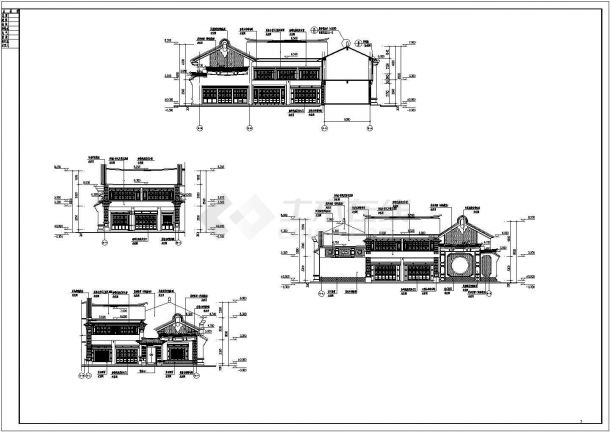 某地多套民族古建筑房屋设计方案图-图二