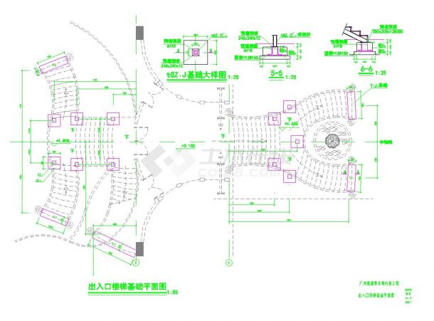 广东某会所入口大门楼梯结构施工设计cad布置方案图纸-图二