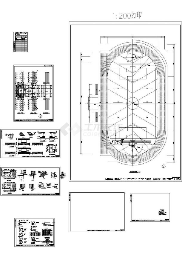 舟山市某1.5万平米二层运动场建筑施工图纸（标注明细）-图一