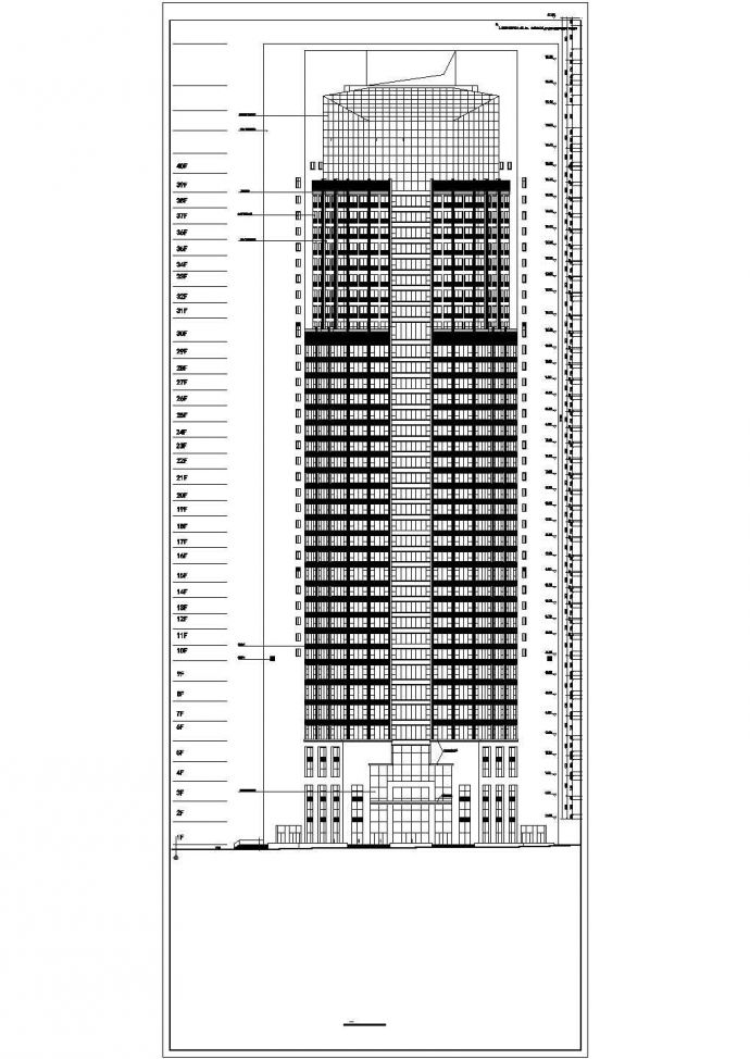 某城市四十层框架结构观光会所建筑施工图纸_图1