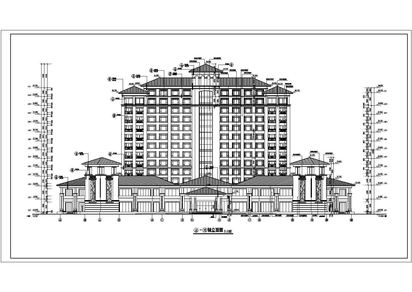 某13层高层酒店建筑设计cad图纸-高层宾馆、酒店建筑施工图