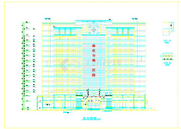 某地下2层地上16层大型综合性三级甲等医院建筑设计cad图纸（含设计说明）-图一