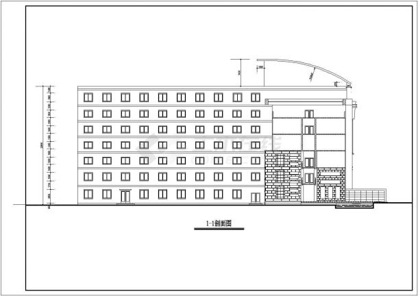 现代风格六层办公楼建筑设计cad图纸-图二