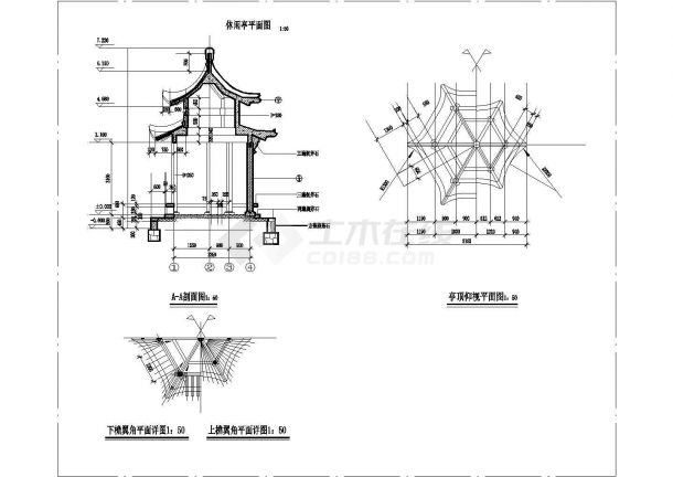 很实用的重檐亭设计CAD图纸（详细）-图一