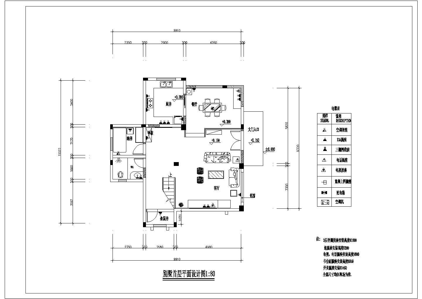 高档带绿化别墅室内外装修设计CAD施工图大样图