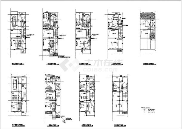 高档联排三层别墅住宅区强弱电电气设计CAD施工图（局部设阁楼）-图二