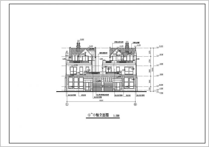 某地3区层双拼别墅建筑方案设计图_图1