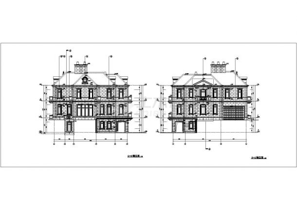 某地2层框架结构法式别墅建筑施工图纸（含效果图）-图一