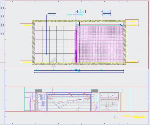 现代混搭风格两室一厅装修CAD施工图（含效果图）-图一