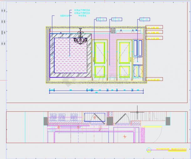 现代混搭风格两室一厅装修CAD施工图（含效果图）-图二
