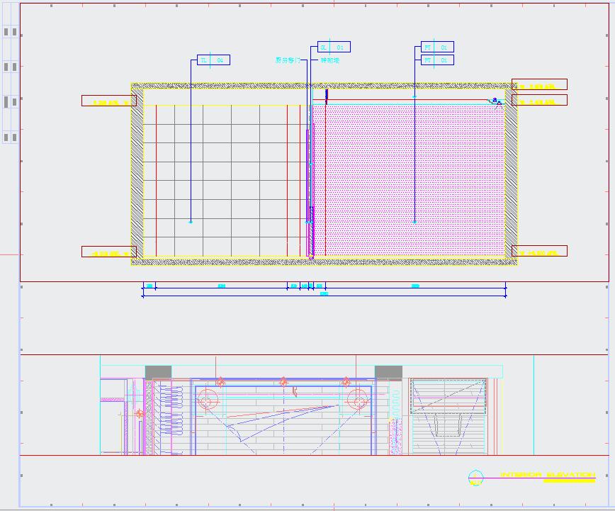 现代混搭风格两室一厅装修CAD施工图（含效果图）