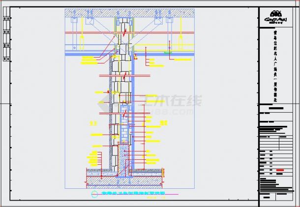大型的墙面隔断节点CAD装修详图-图二