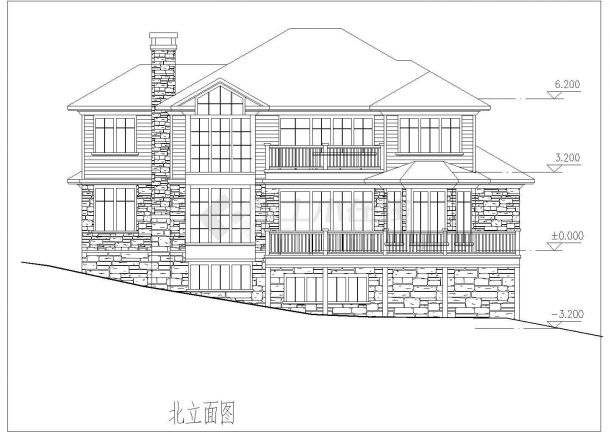 环境优美的坡地独栋别墅CAD方案设计图（含效果图）-图一