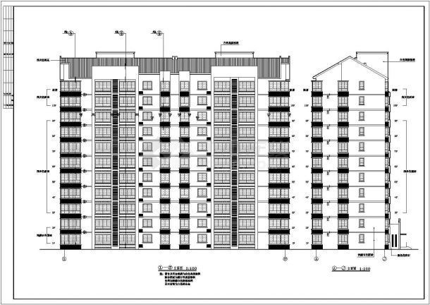 榆林市10层剪力墙结构高层坡屋面住宅楼建筑施工图-图二