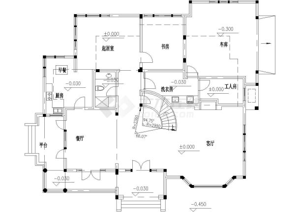 某地别墅建筑设计施工cad图纸含效果图-图一