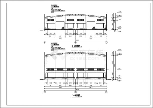 某工业园成品包装车间钢结构厂房建筑施工图建筑CAD图纸-图二