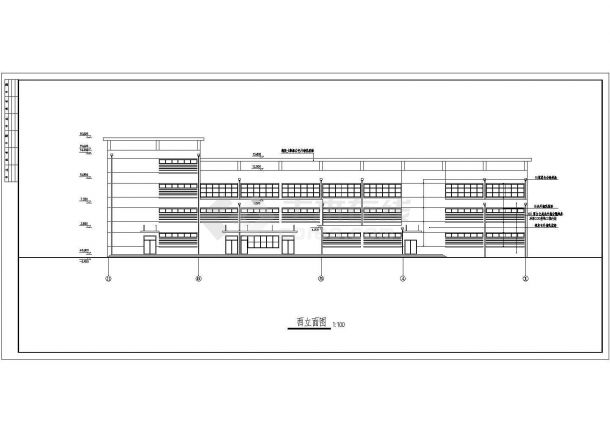 2367平米主体三层（局部四层）某商务高等大学学校浴室建筑设计CAD施工图-图二