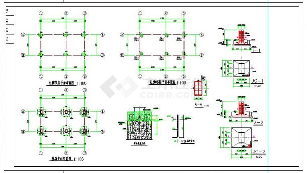 单层钢框架结构传达室结构设计cad施工图-图一