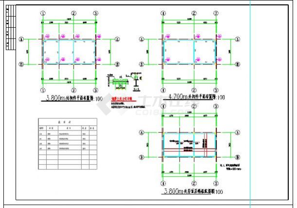 单层钢框架结构传达室结构设计cad施工图-图二