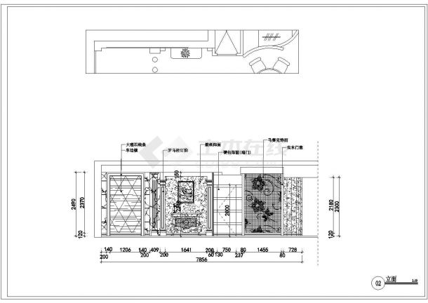 现代豪华三室两厅家装创意设计CAD图（含整体效果图一张）-图二