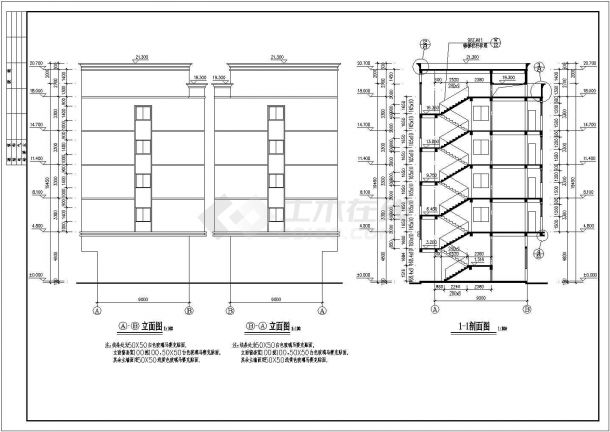 某5层混凝土框架结构学生宿舍楼建筑施工图-图一