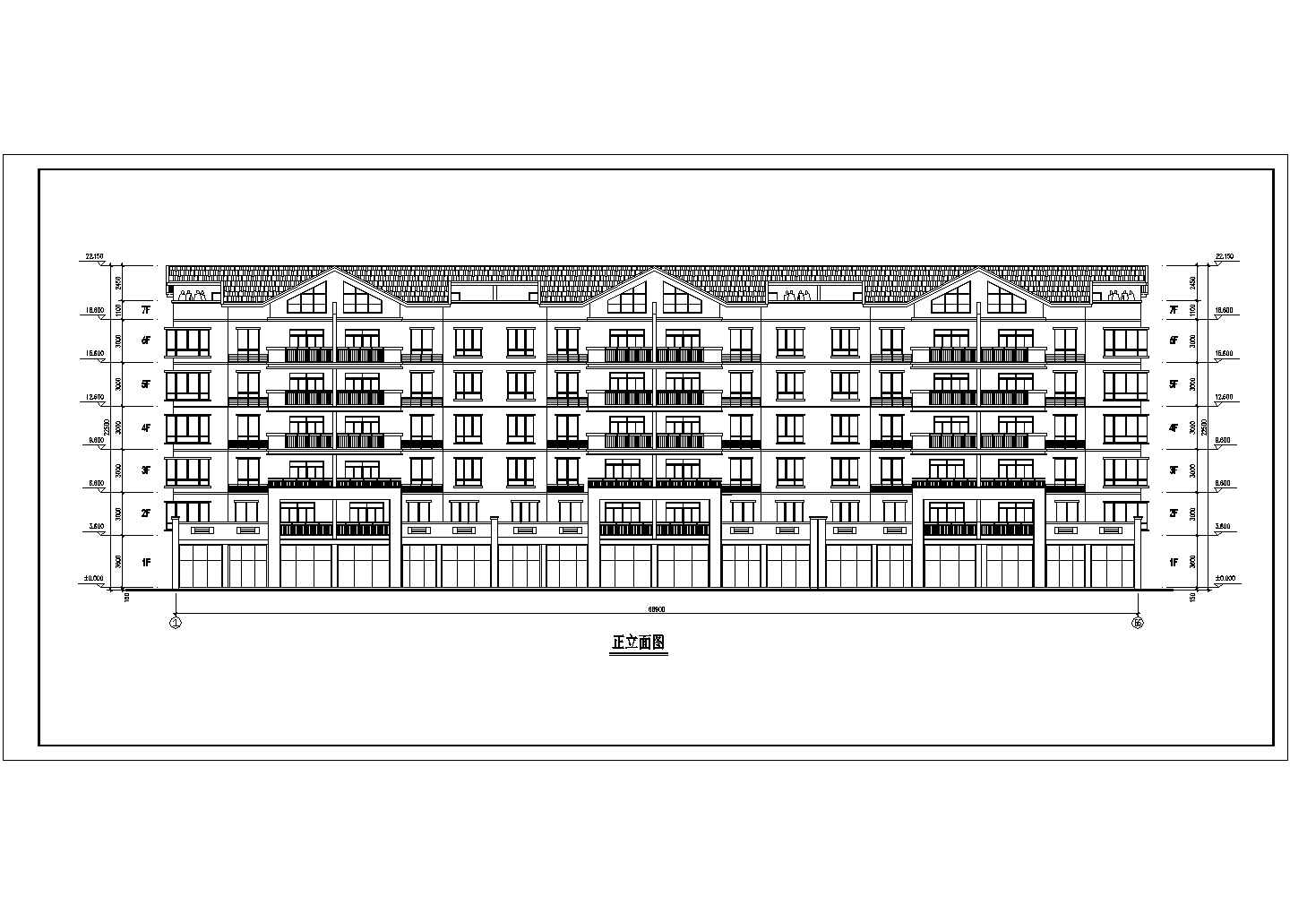 某7层底框砖混结构住宅建筑设计方案图纸