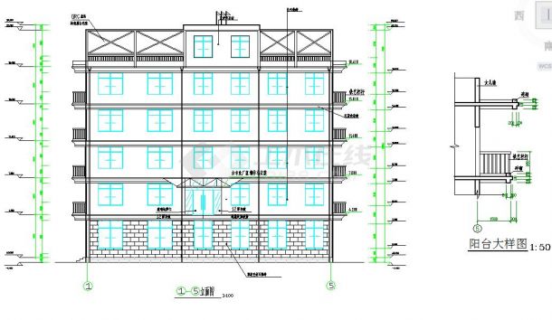 五层框架综合楼毕业设计（含计算书、施组、建筑、结构图）-图一