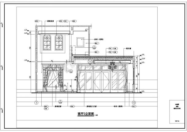 意式风格三层别墅室内设计全套装修施工图（含效果图、平立面、大样）-图二
