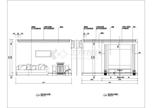 古典风三层别墅室内设计全套装修施工图（含效果图12张）-图二
