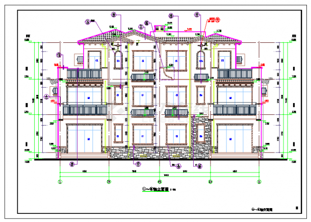 某地产项目三层中式双拼别墅建筑设计图-图二