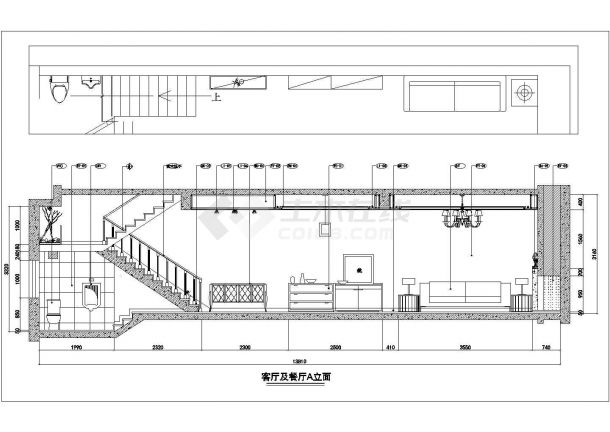 现代时尚三层别墅室内装修CAD图（含效果图、预算书、平立面、详图）-图二