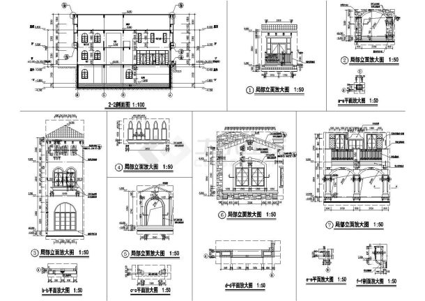 某地两层大户型别墅建筑施工图（平立面）-图二